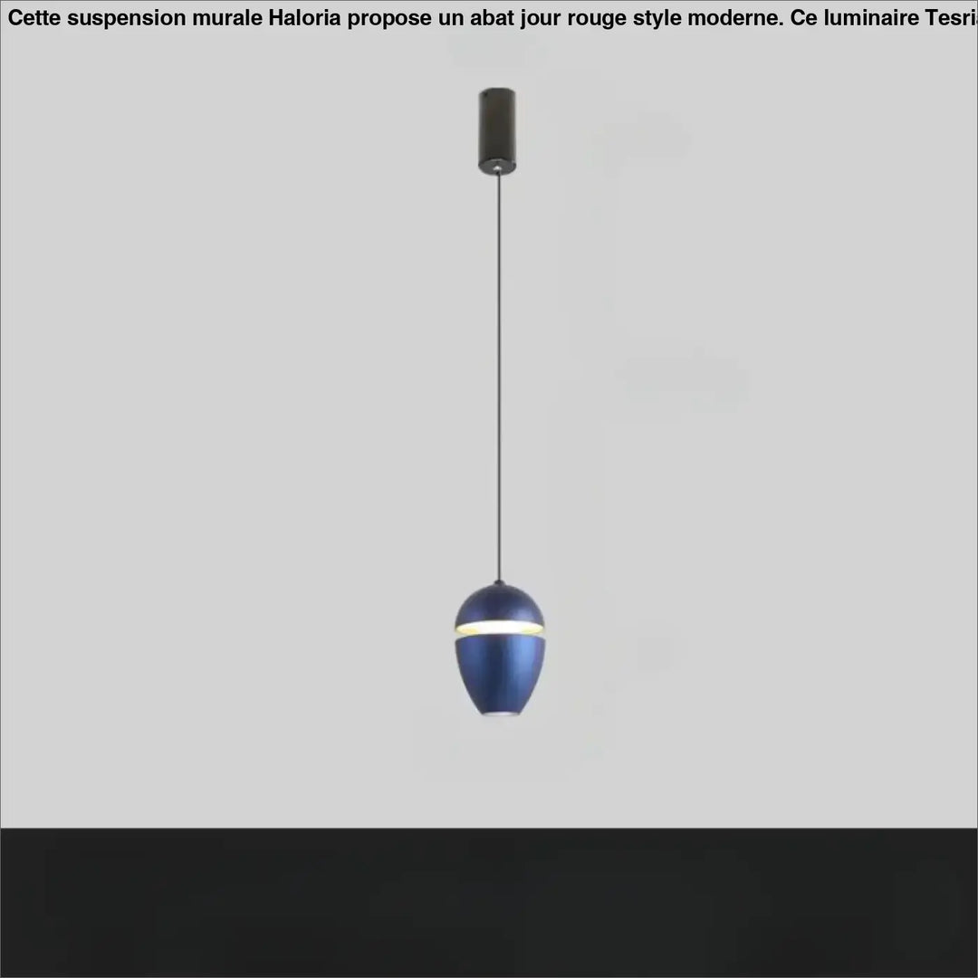 Suspension luminaire ekorn avec abat-jour en forme de goutte bleu profond et cordon noir design style moderne plus qu’un luminaire