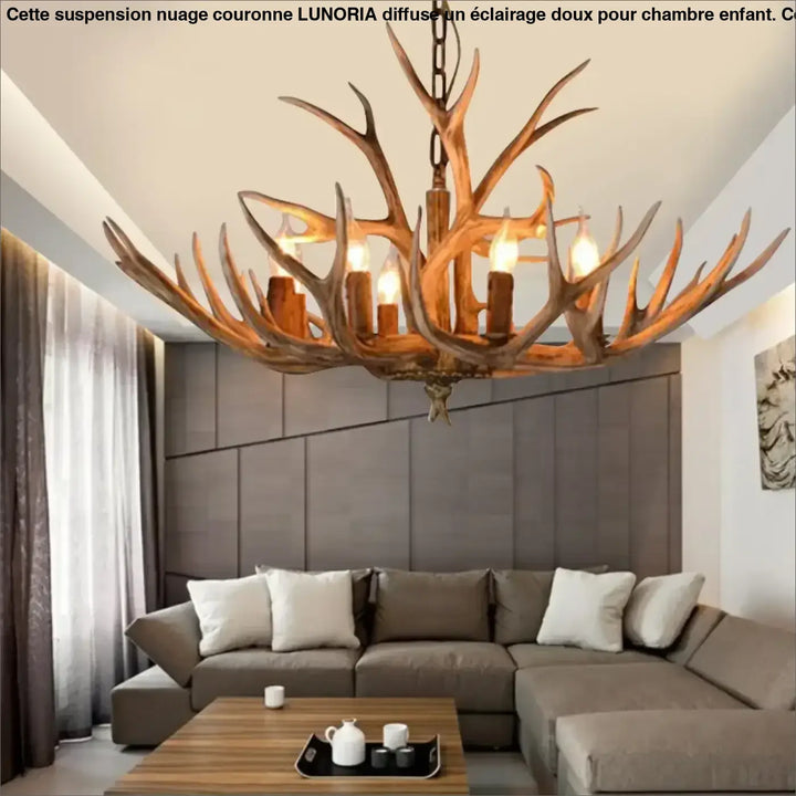 Suspension Luminaire Bois De Cerfs Au Design Rustique Style Chalet