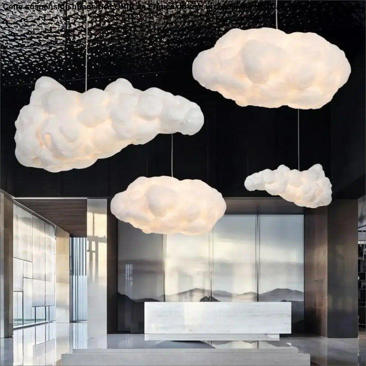 Suspension nuage haloria en forme de nuage blanc lumineux, idéale au-dessus d’une table ou d’un coin salon