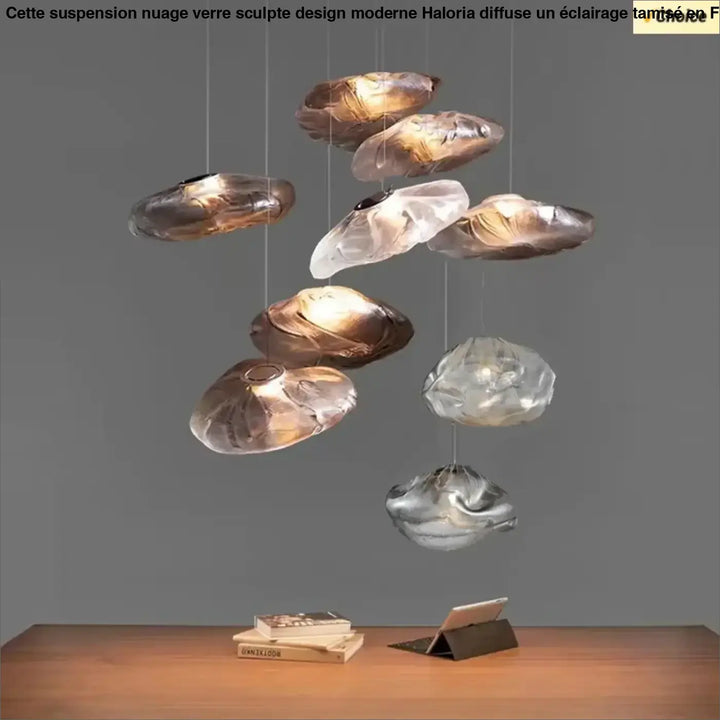 Suspension Nuage Verre Sculpté Design Moderne Élégant

