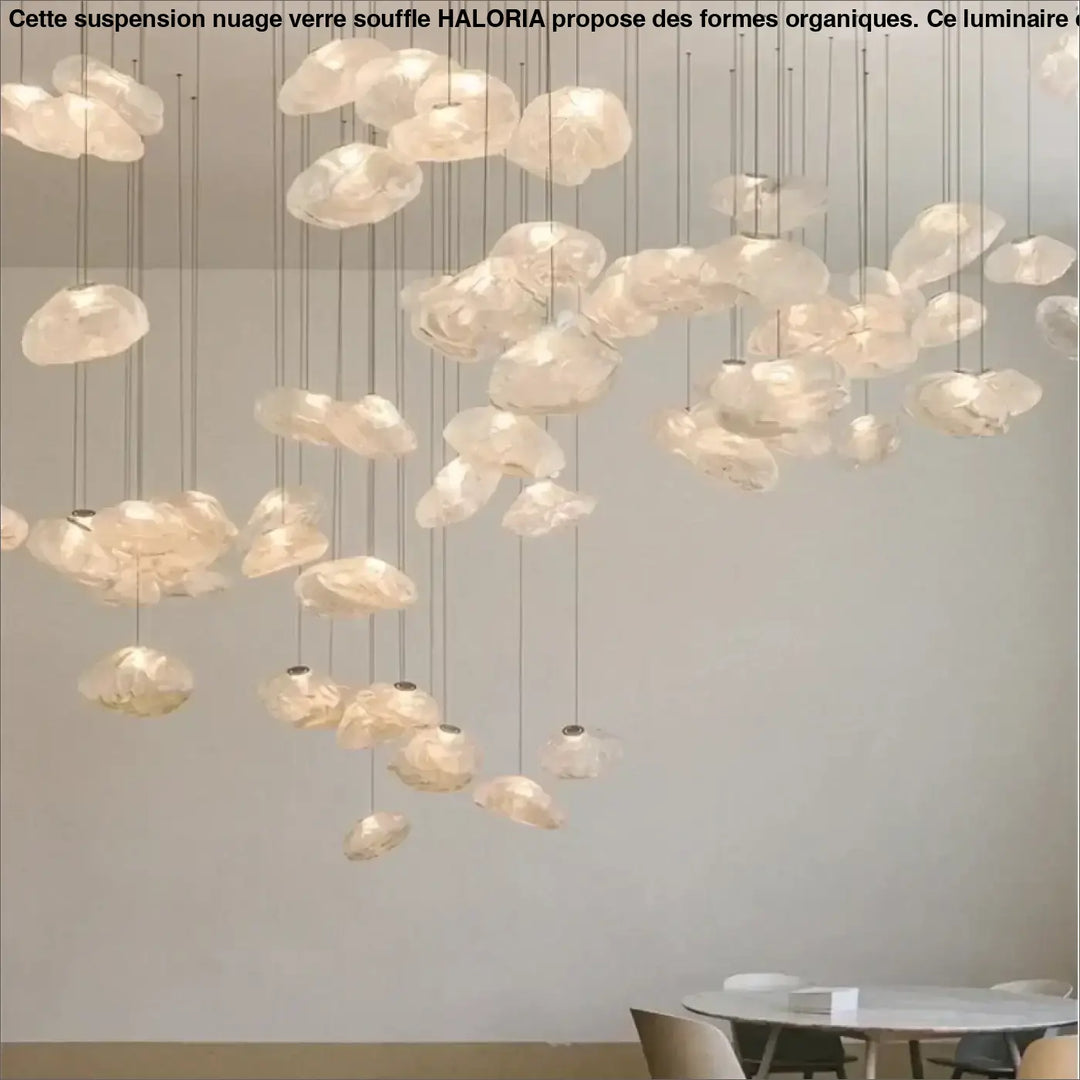 Suspension nuage verre soufflé formes organiques style artistique moderne