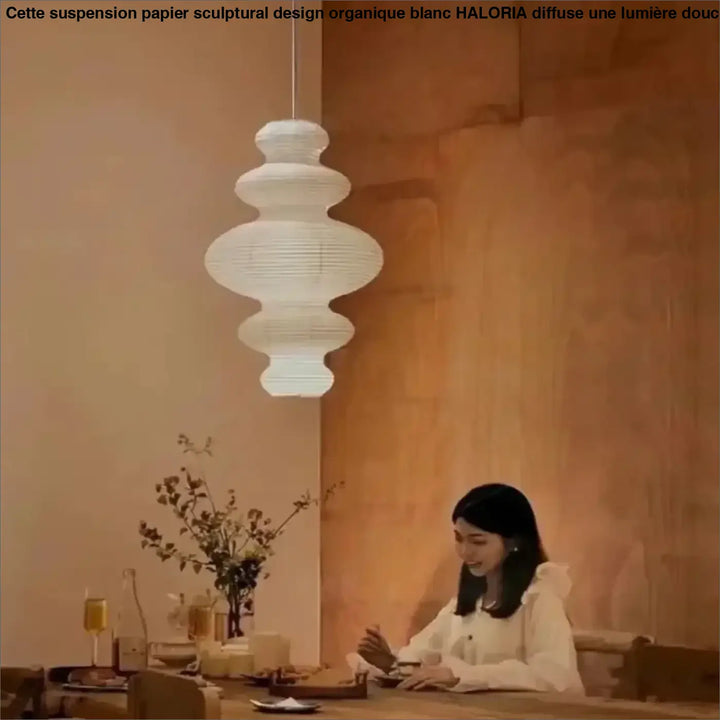 Suspension Papier Sculptural Design Organique Blanc Moderne

