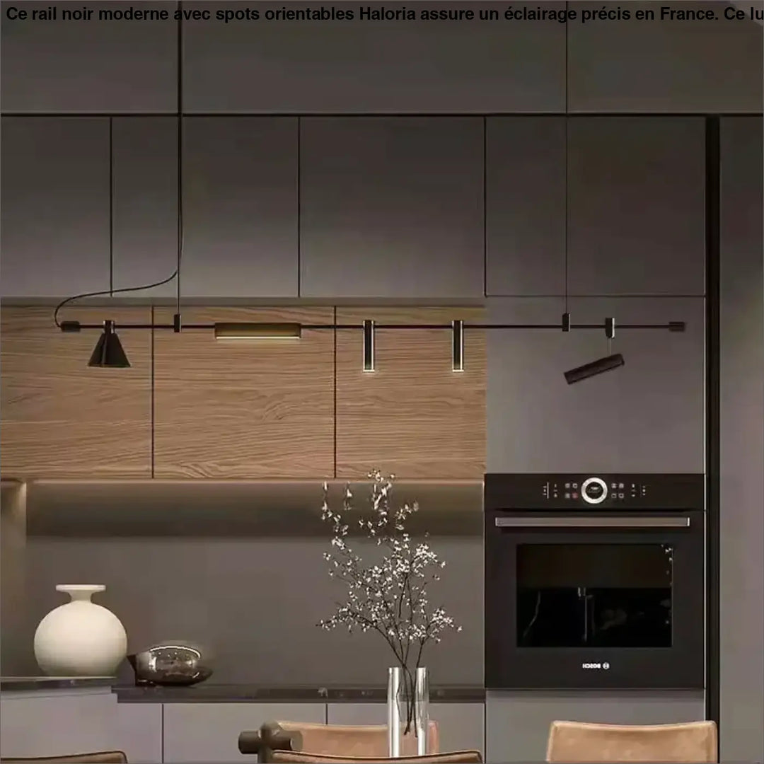 Suspension Rail Noir Moderne Spots Orientables Cuisine

