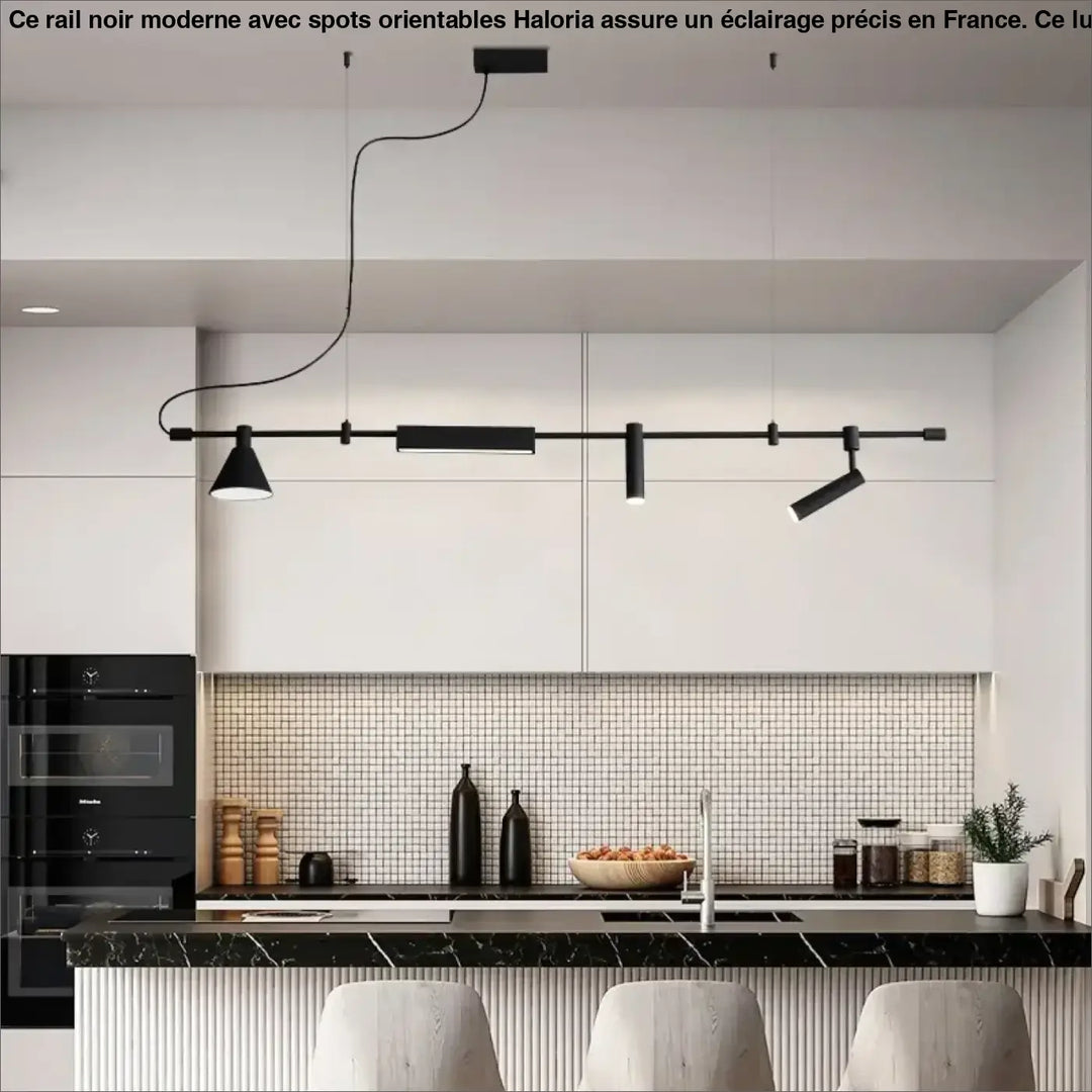 Suspension Rail Noir Moderne Spots Orientables Cuisine

