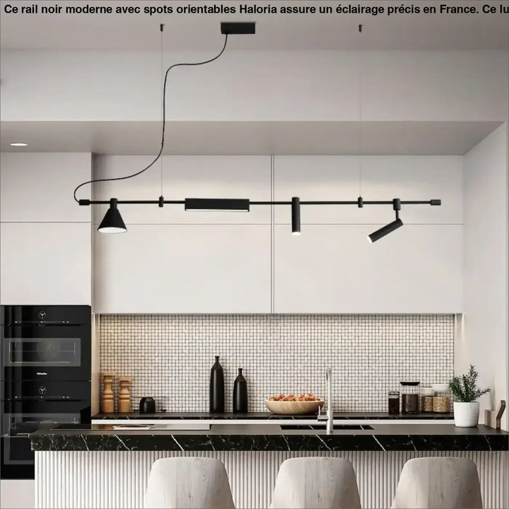 Suspension Rail Noir Moderne Spots Orientables Cuisine

