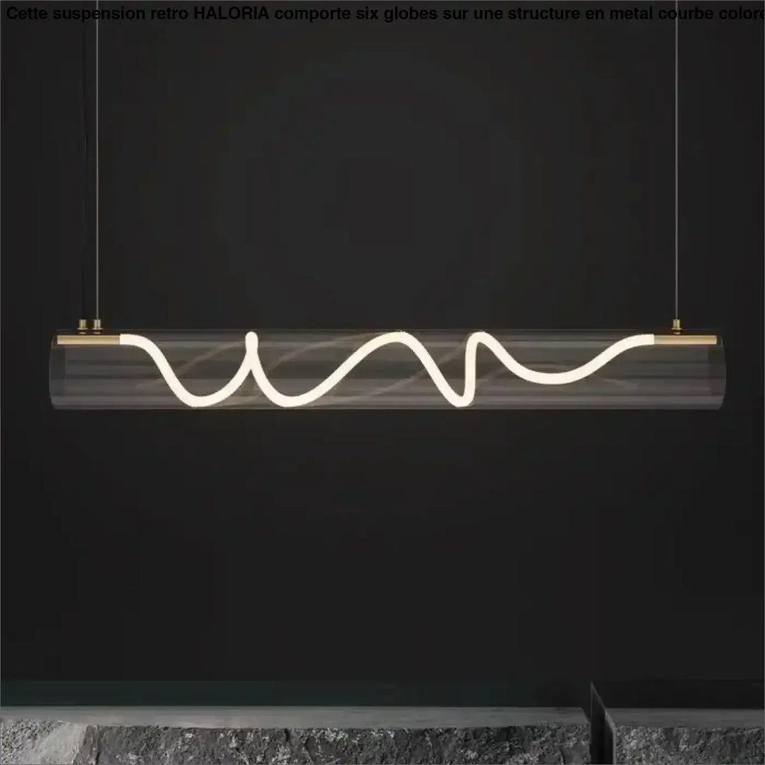 Suspension luminaire design tube en verre et LED torsadée


