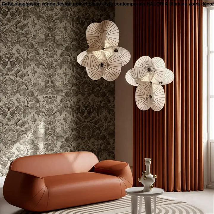 Suspension Design Blanche En Tissu Forme Éventail Élégante