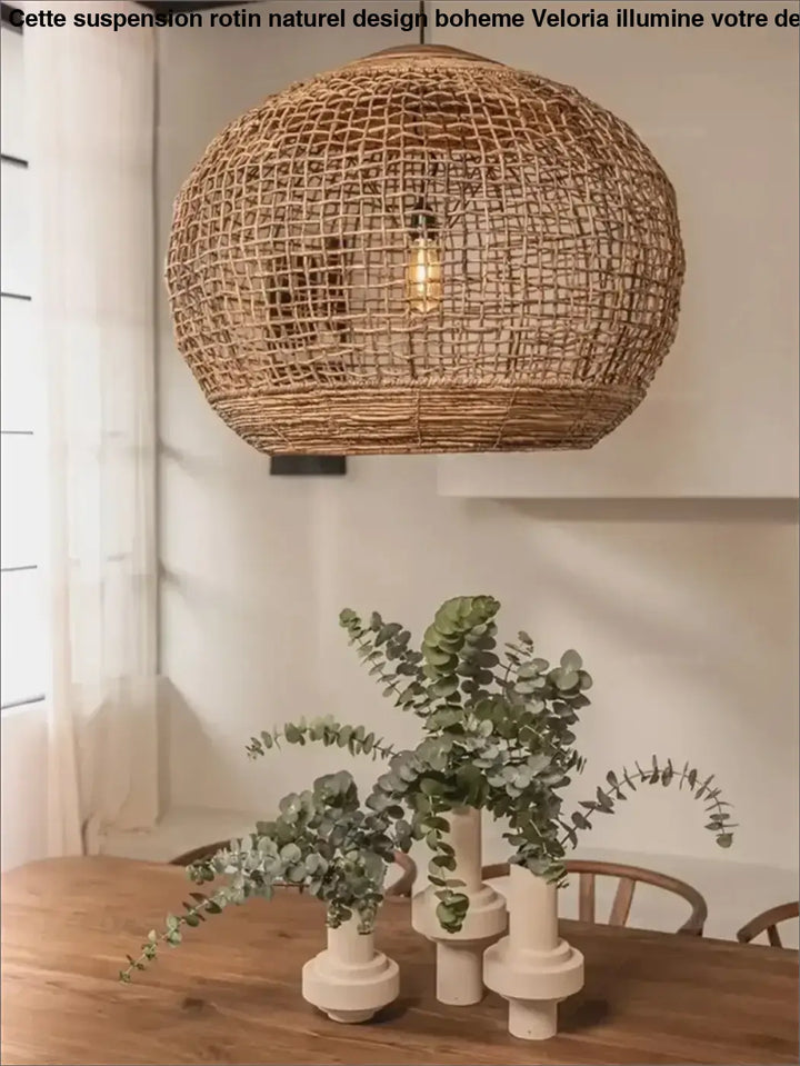 Suspension Rotin Naturel Design Bohème Forme Sphère

