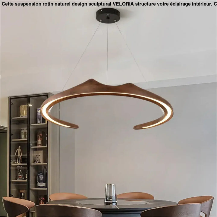 Suspension LED Design Bois Sculptural Moderne Élégance Unique

