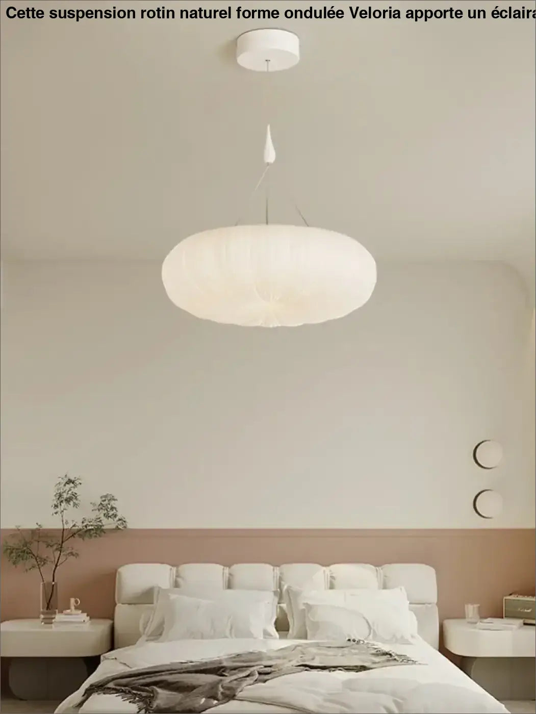 Plafonnier rond plissé blanc style moderne pour chambre ou salon