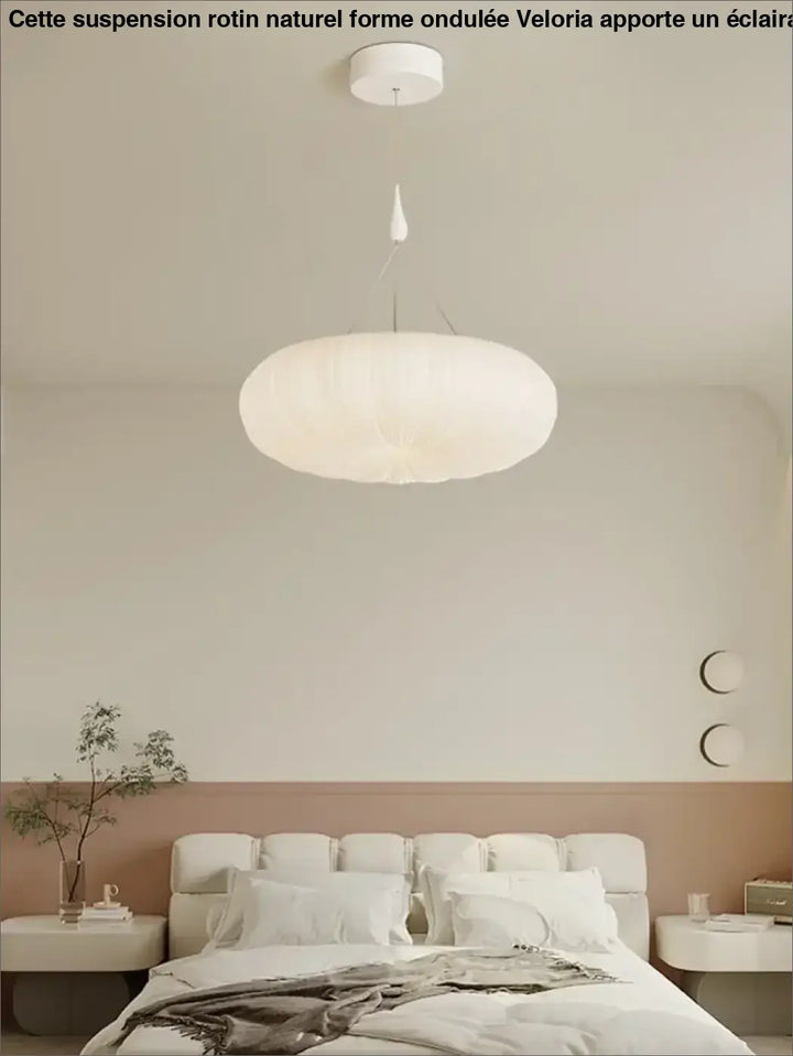Plafonnier rond plissé blanc style moderne pour chambre ou salon