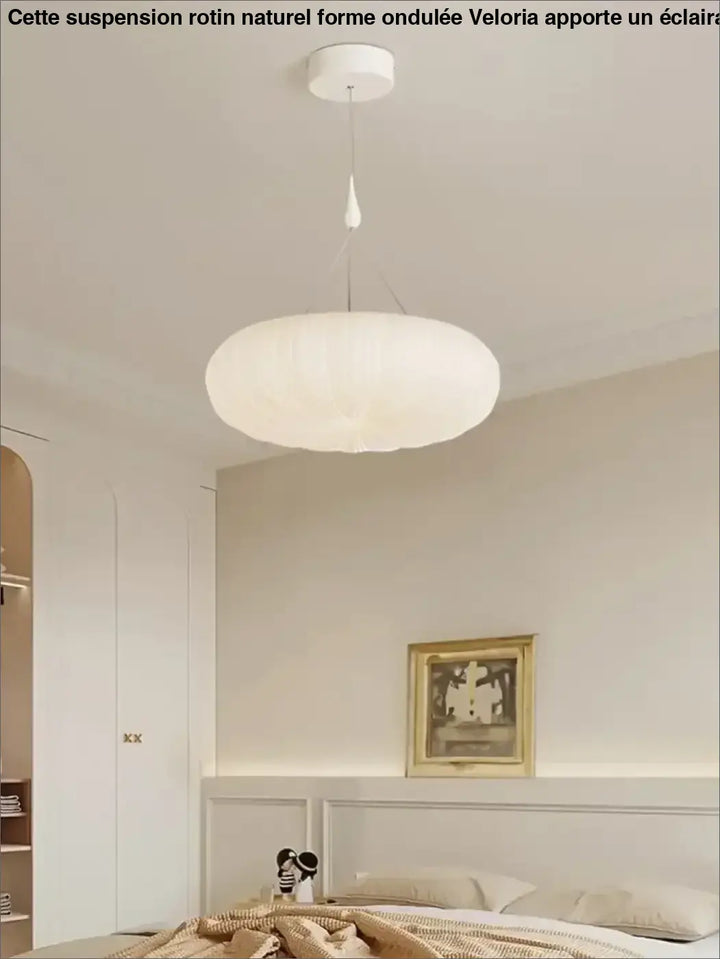 Plafonnier rond plissé blanc style moderne pour chambre ou salon
