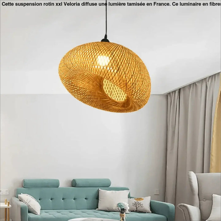 Suspension Rotin XXL Design Naturel en Bambou