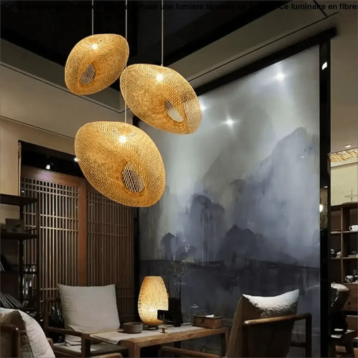 Suspension Rotin XXL Design Naturel en Bambou