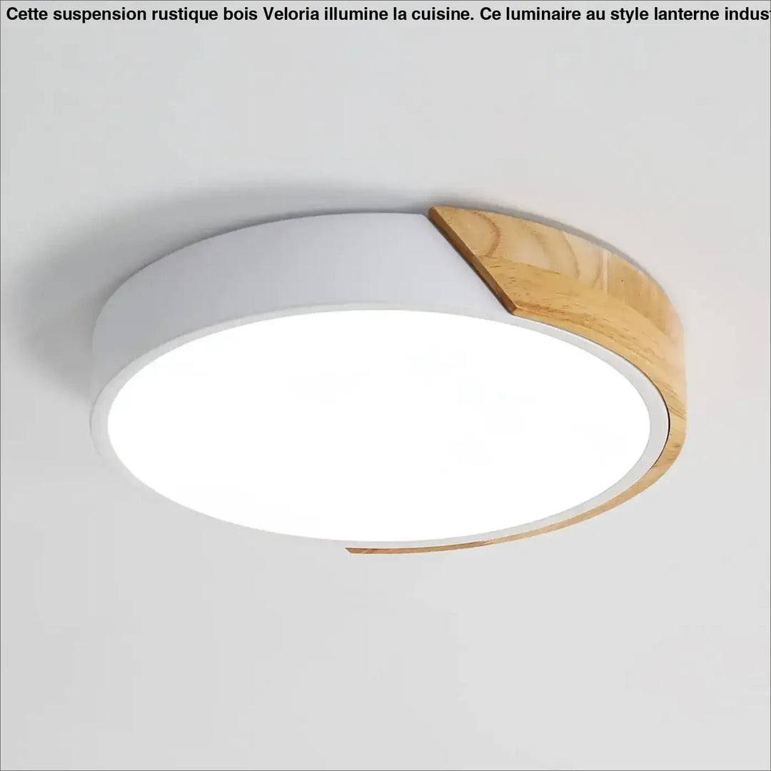 Plafonnier led blanc style scandinave élégant bois clair