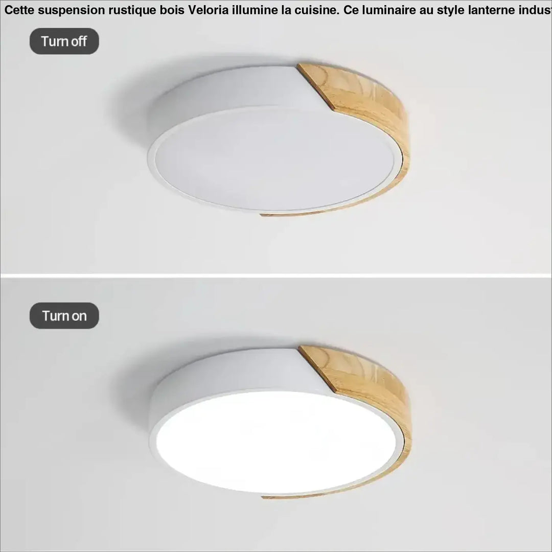 Plafonnier led blanc style scandinave élégant bois clair