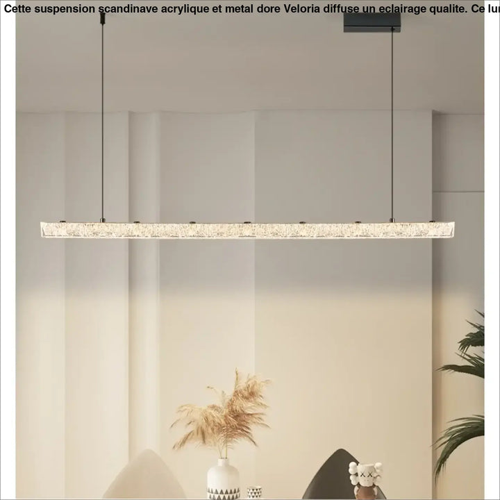 Suspension led cristal longue design moderne élégant