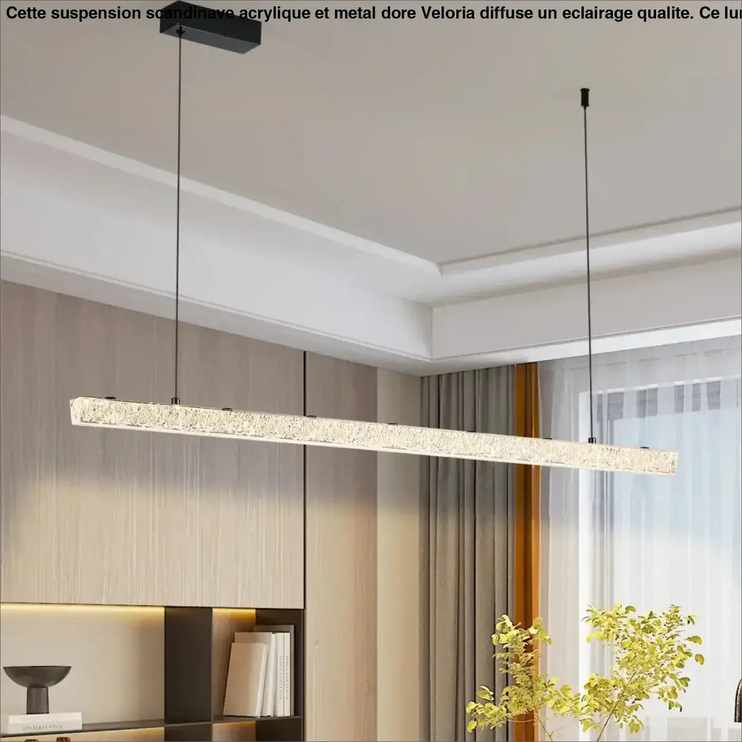 Suspension led cristal longue design moderne élégant
