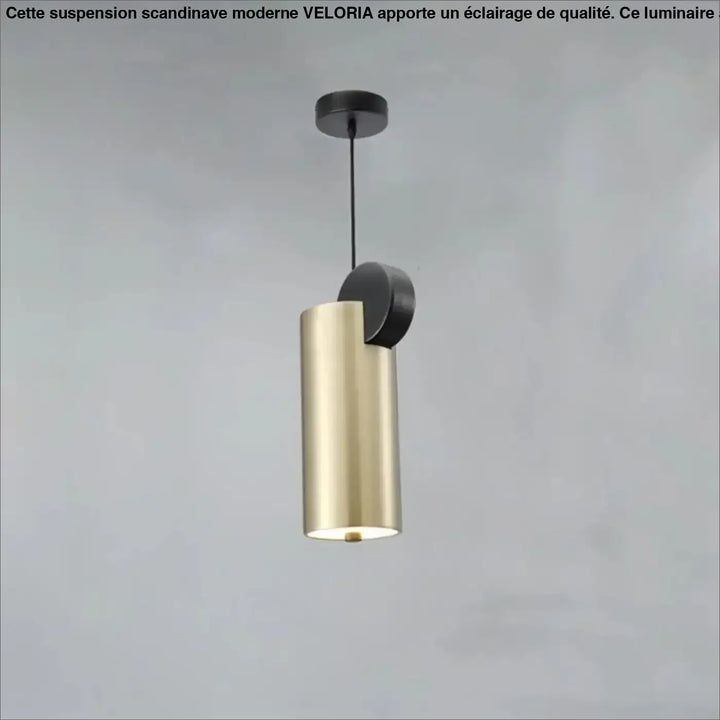 Suspension luminaire altis en métal doré brossé avec accents noirs circulaires design minimaliste contemporain