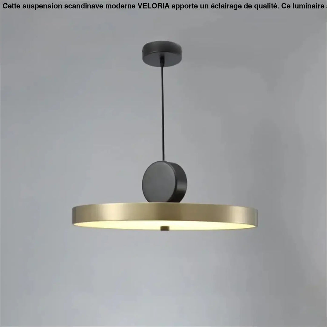 Suspension luminaire altis design minimaliste avec métal doré anneau diffuseur et monture noire élégante au plafond