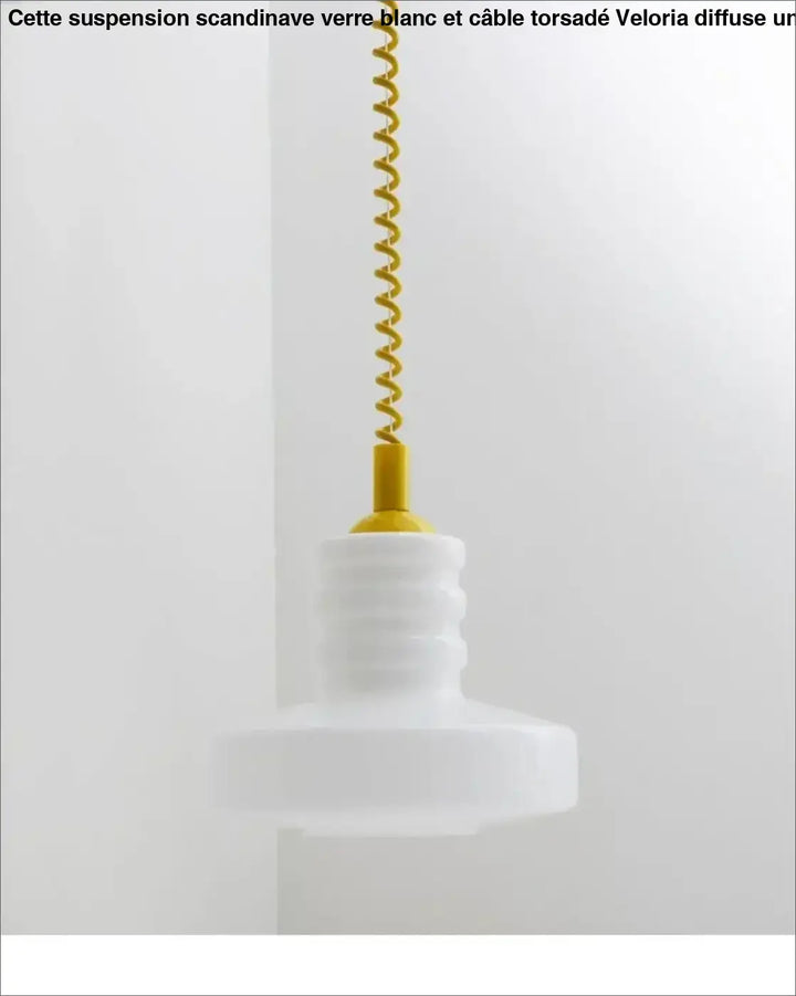 Suspension scandinave Verre Blanc et Câble Torsadé 