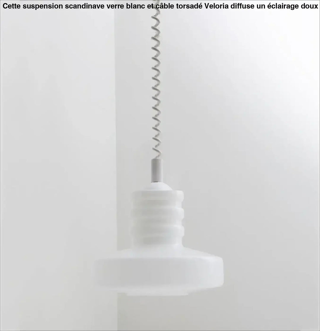 Suspension scandinave Verre Blanc et Câble Torsadé 