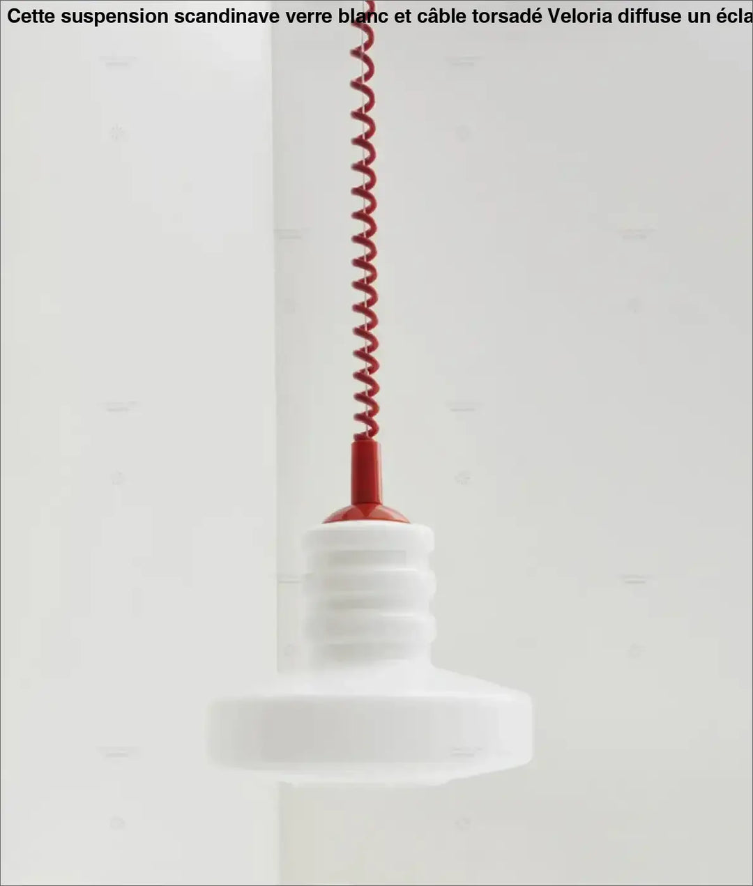 Suspension scandinave Verre Blanc et Câble Torsadé 