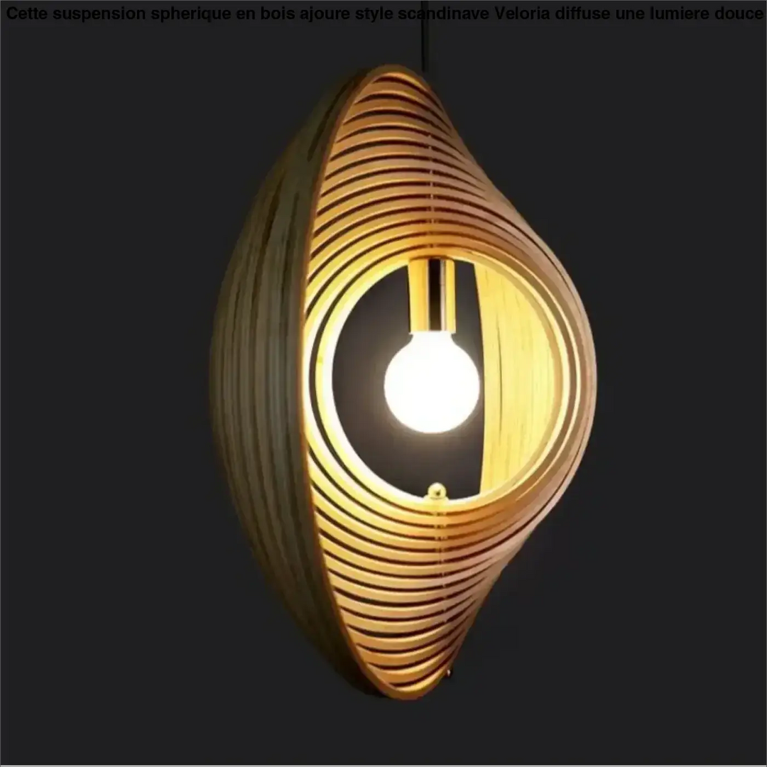 Suspension sphérique en bois ajouré style scandinave moderne

