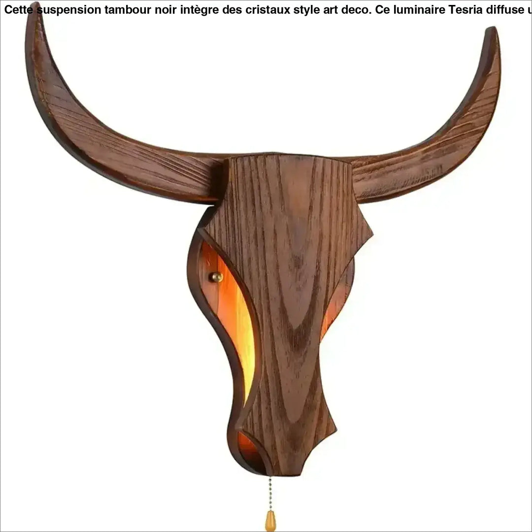 Applique murale en bois tête d’animal style sculptural

