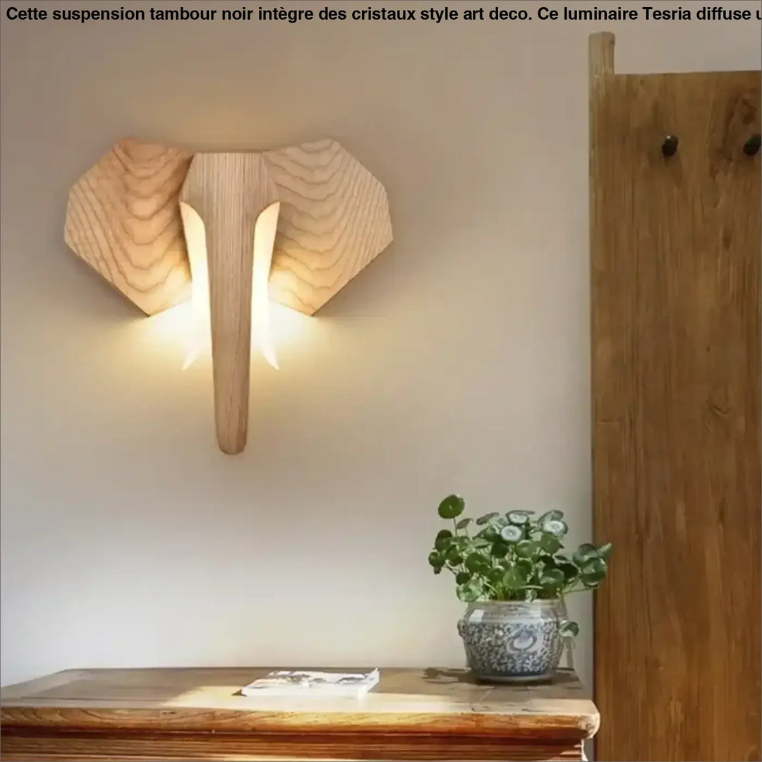 Applique murale en bois tête d’animal style sculptural

