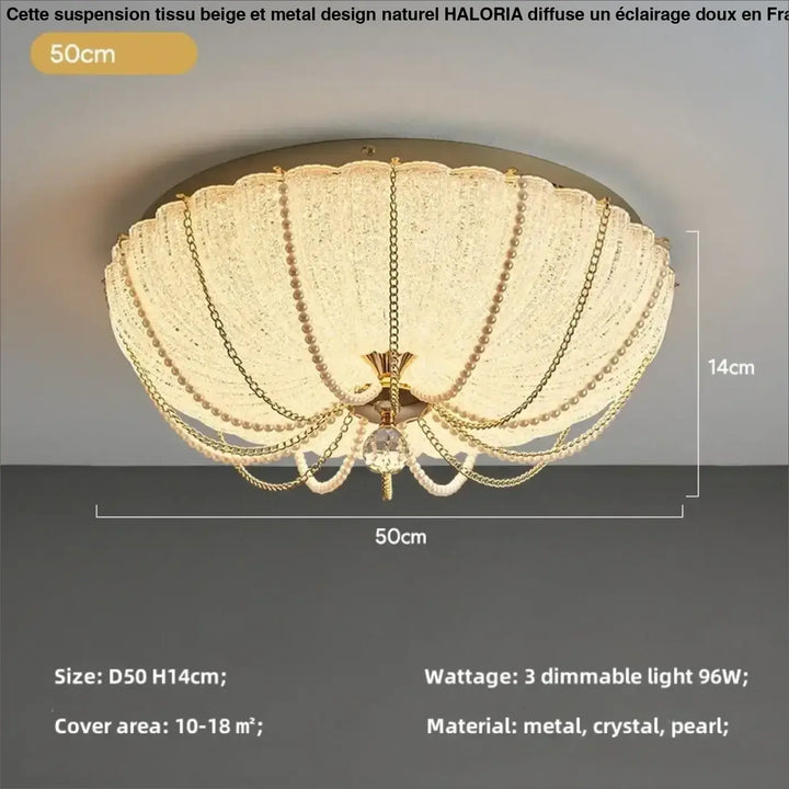 Plafonnier cristal doré style royal perles élégantes luxe