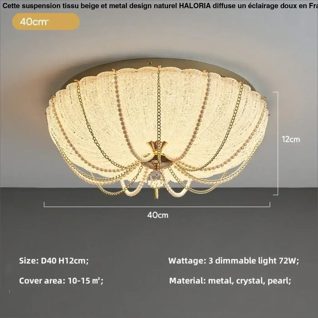 Plafonnier cristal doré style royal perles élégantes luxe