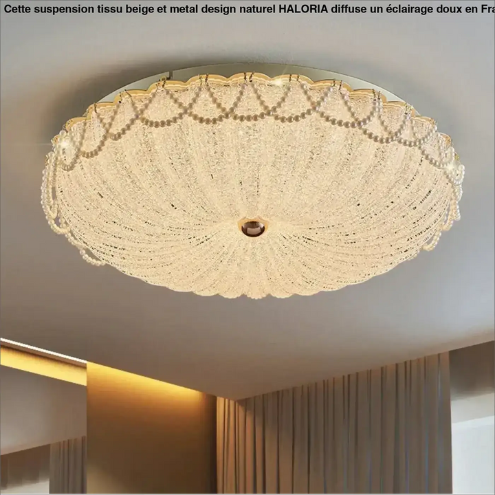 Plafonnier cristal doré style royal perles élégantes luxe