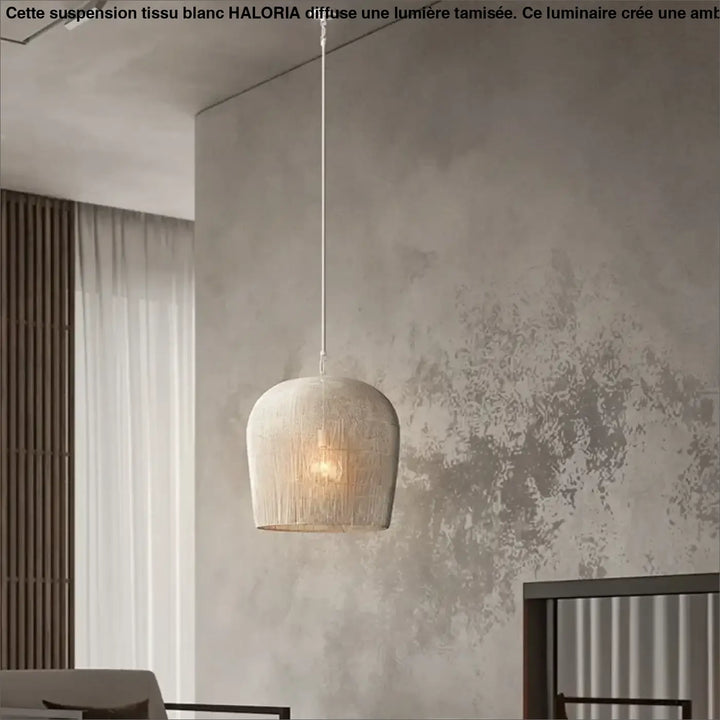 Suspension luminaire blanche en fil tissé au style moderne