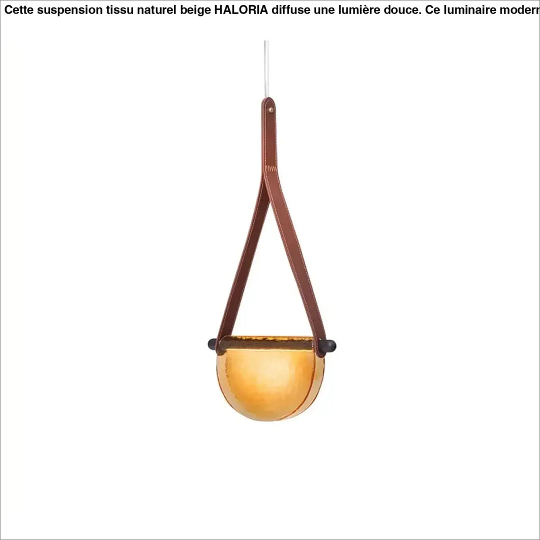 Suspension verre soufflé avec sangle cuir ambiance chic