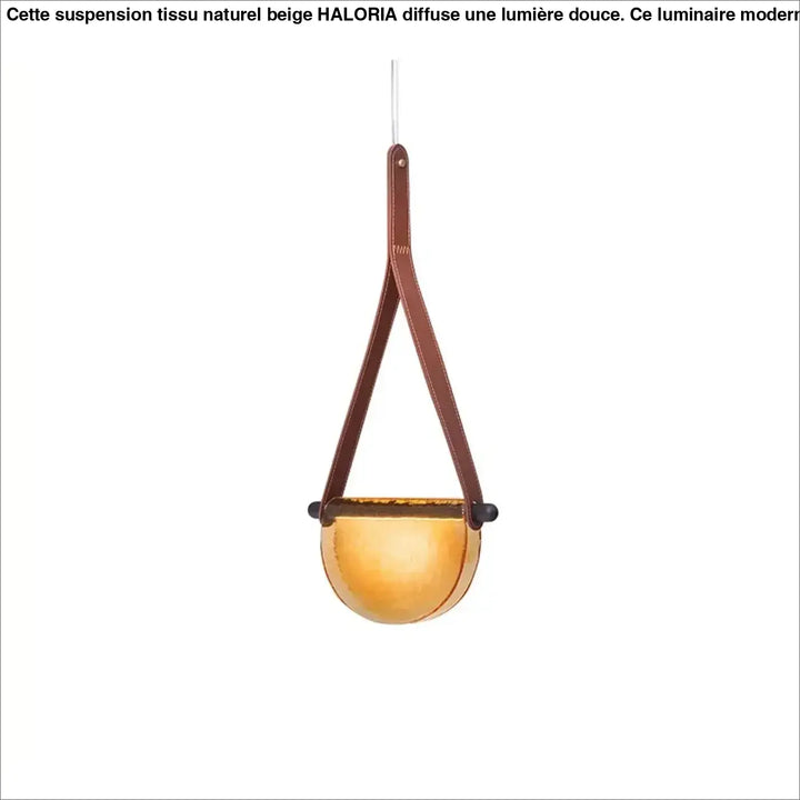 Suspension verre soufflé avec sangle cuir ambiance chic