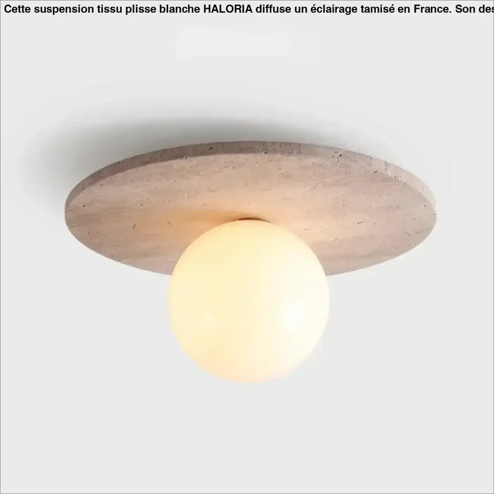 Plafonnier design en Pierre clair et globe en verre blanc moderne

