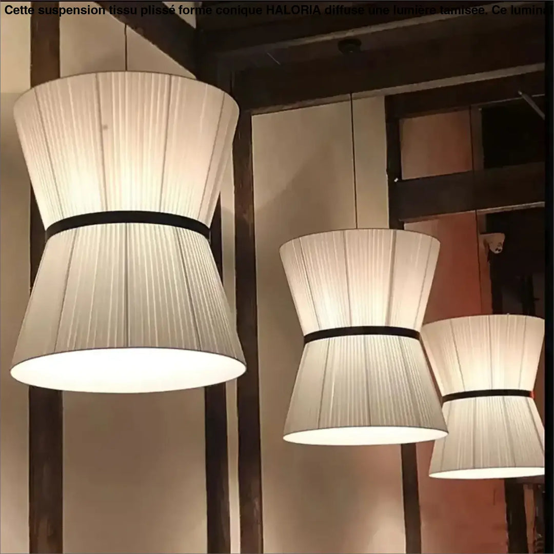 Suspension Tissu Plissé Forme Conique Design Moderne Chic