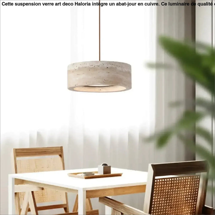 Suspension luminaire rond en pierre travertin design