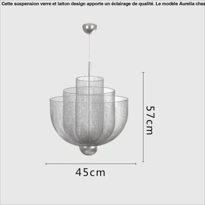 Suspension Luminaire Moderne Design Sculptural Métal Argenté