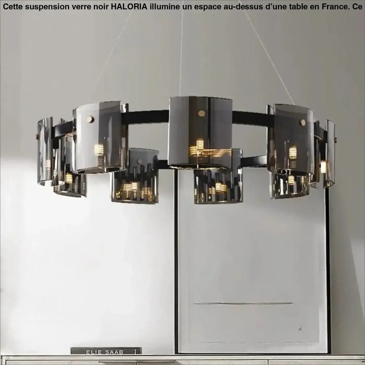 Suspension Verre Noir Cylindrique Élégant