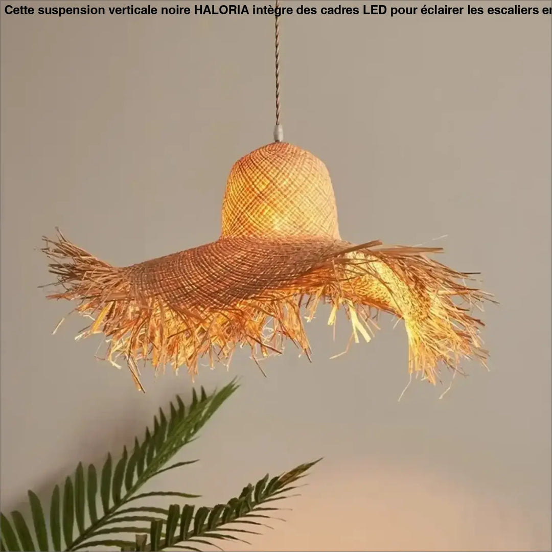 Suspension Rotin Bohème Naturelle Forme Chapeau Déco Authentique