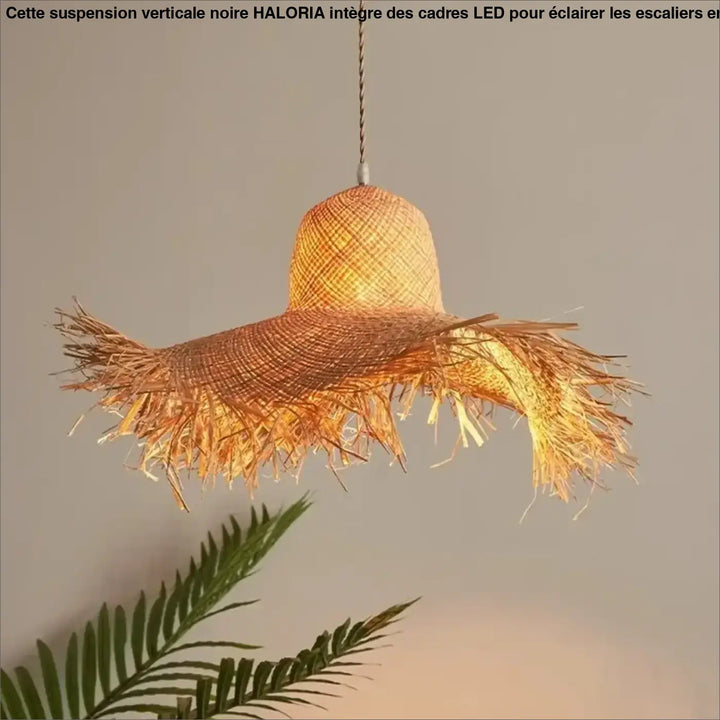 Suspension Rotin Bohème Naturelle Forme Chapeau Déco Authentique