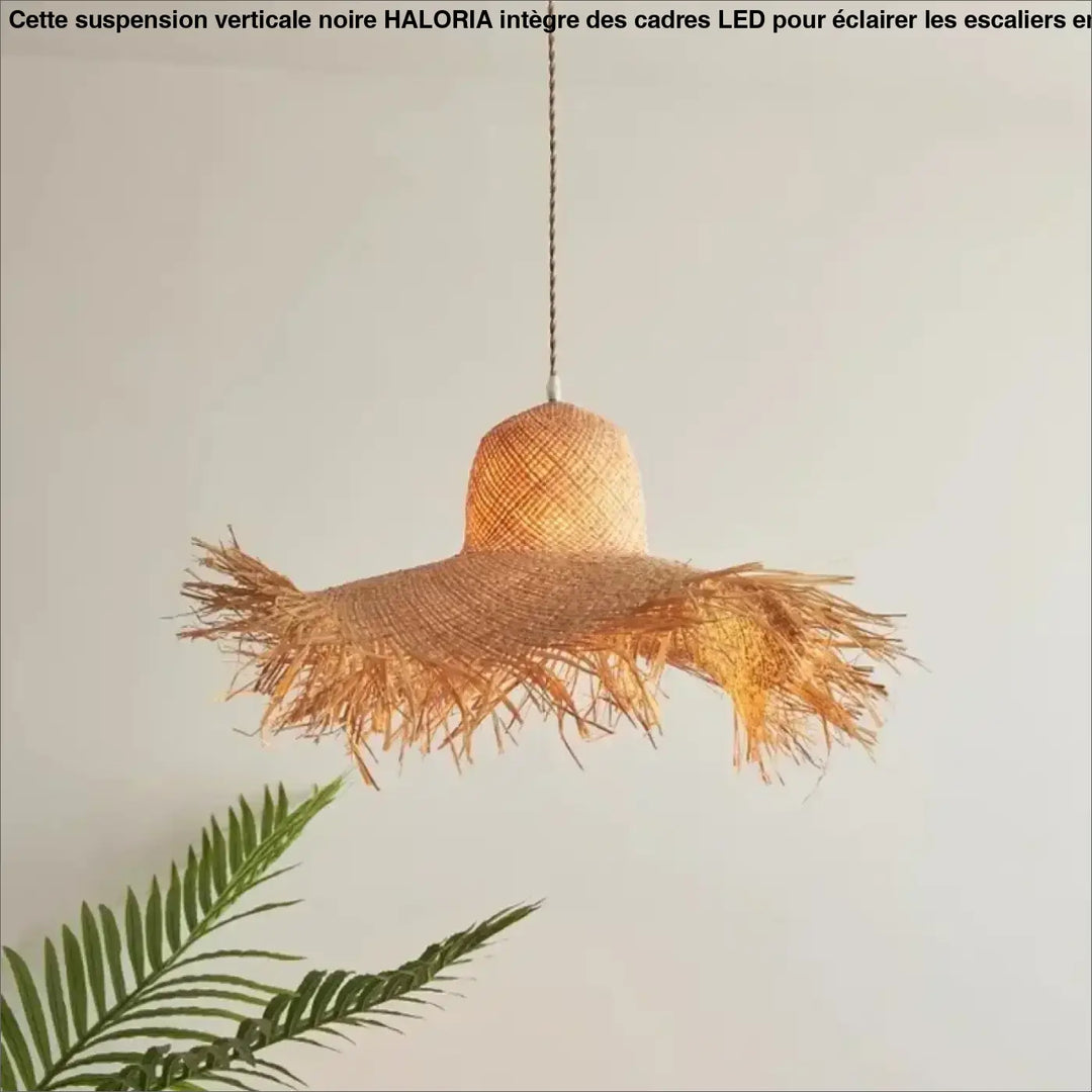 Suspension Rotin Bohème Naturelle Forme Chapeau Déco Authentique