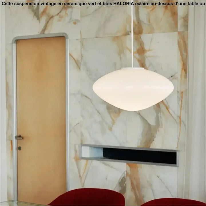 Suspension luminaire en verre opale au design contemporain blanc