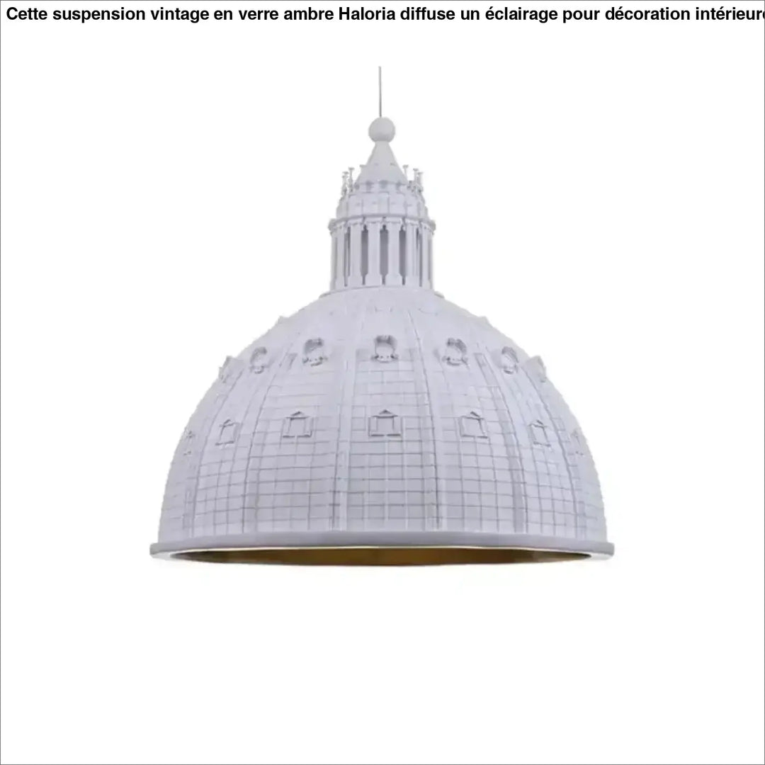 Suspension luminaire blanc en forme de dôme avec détails architecturaux pour salle à manger par roomlumi