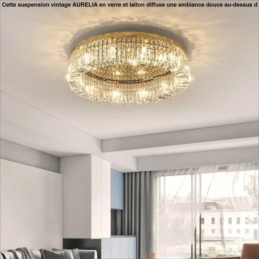 Plafonnier cristal LED rond moderne pour salon élégant

