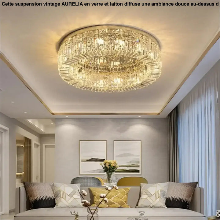 Plafonnier cristal LED rond moderne pour salon élégant

