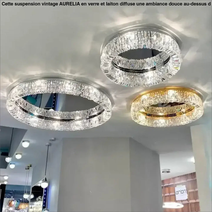 Plafonnier cristal LED rond moderne pour salon élégant

