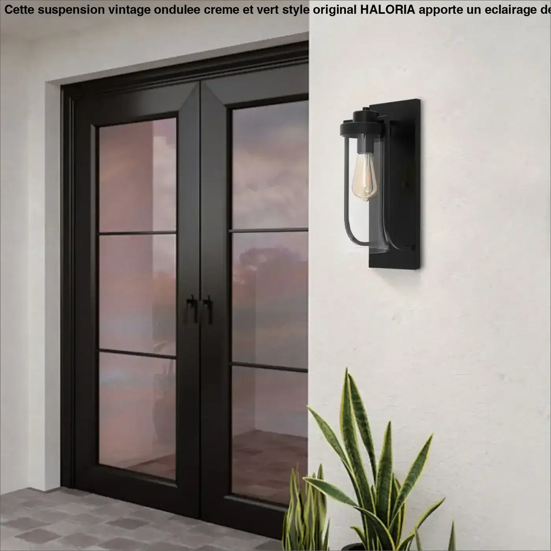 Applique murale extérieure noire design verre cylindrique moderne